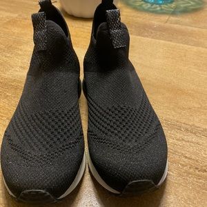 Gently worn glittery black slip ons